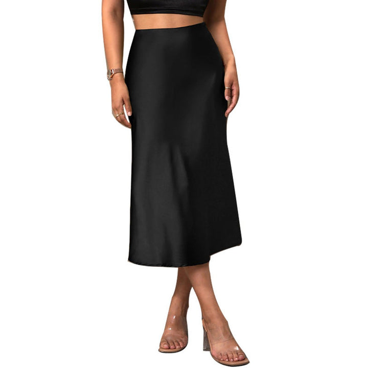 Women's Satin High-Waist Flowy Fall Midi Skirt