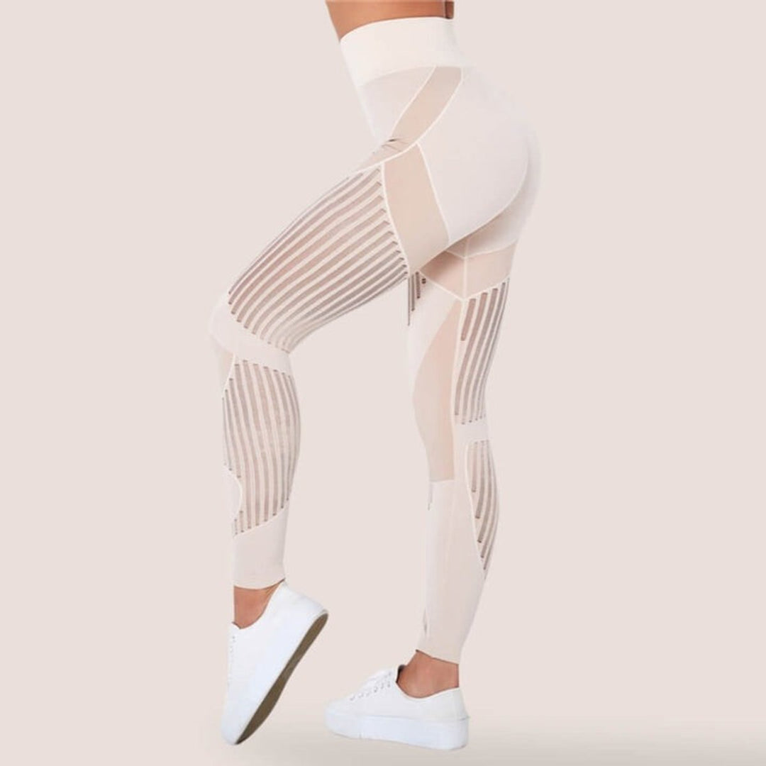 Women's Seamless High-Waist Mesh-Panel Activewear Legging Set