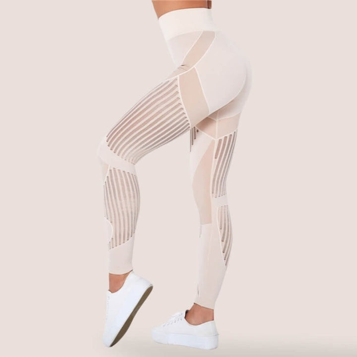Women's Seamless High-Waist Mesh-Panel Activewear Legging Set