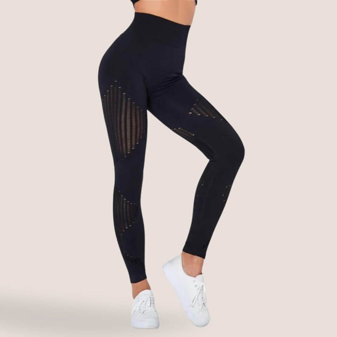 Women's Seamless High-Waist Mesh-Panel Activewear Legging Set