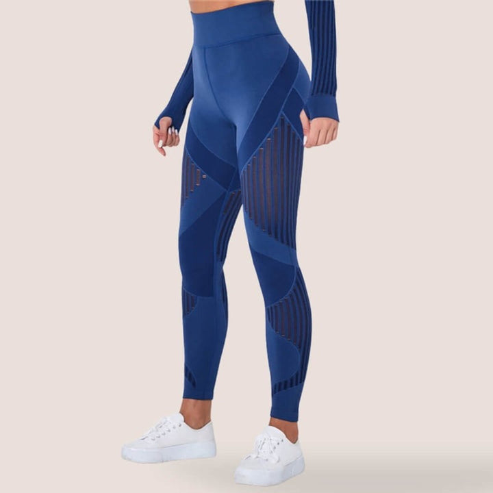 Women's Seamless High-Waist Mesh-Panel Activewear Legging Set