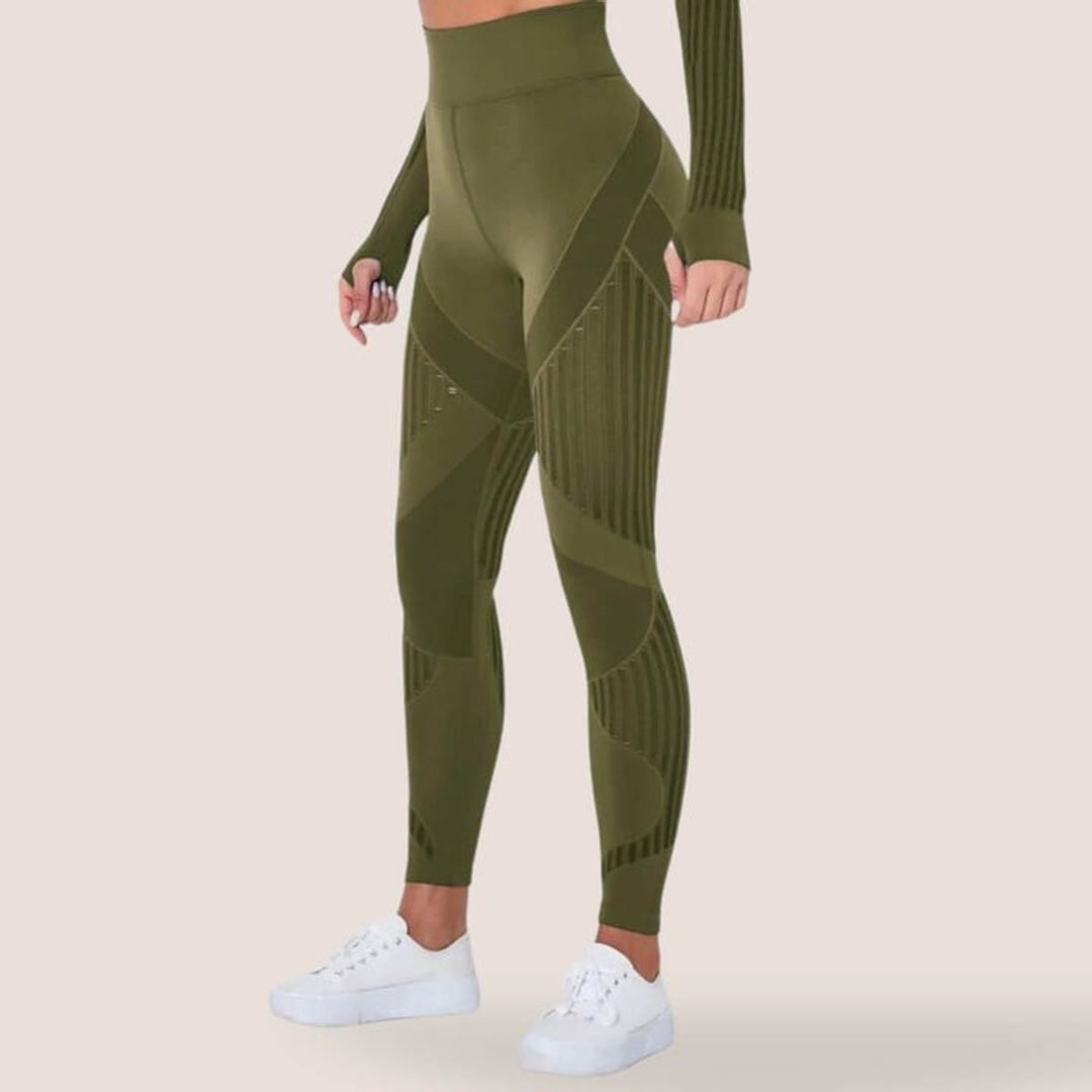 Women's Seamless High-Waist Mesh-Panel Activewear Legging Set