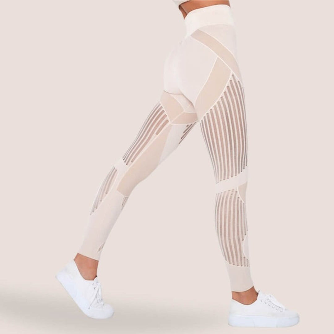 Women's Seamless High-Waist Mesh-Panel Activewear Legging Set