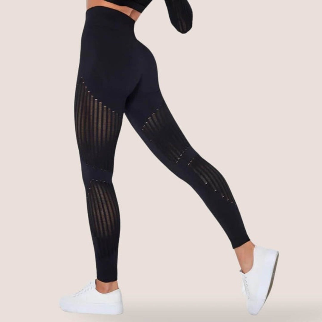 Women's Seamless High-Waist Mesh-Panel Activewear Legging Set
