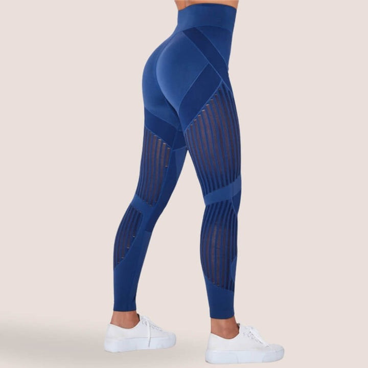 Women's Seamless High-Waist Mesh-Panel Activewear Legging Set