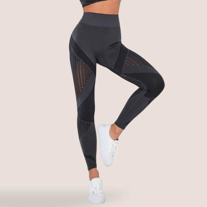 Women's Seamless High-Waist Mesh-Panel Activewear Legging Set