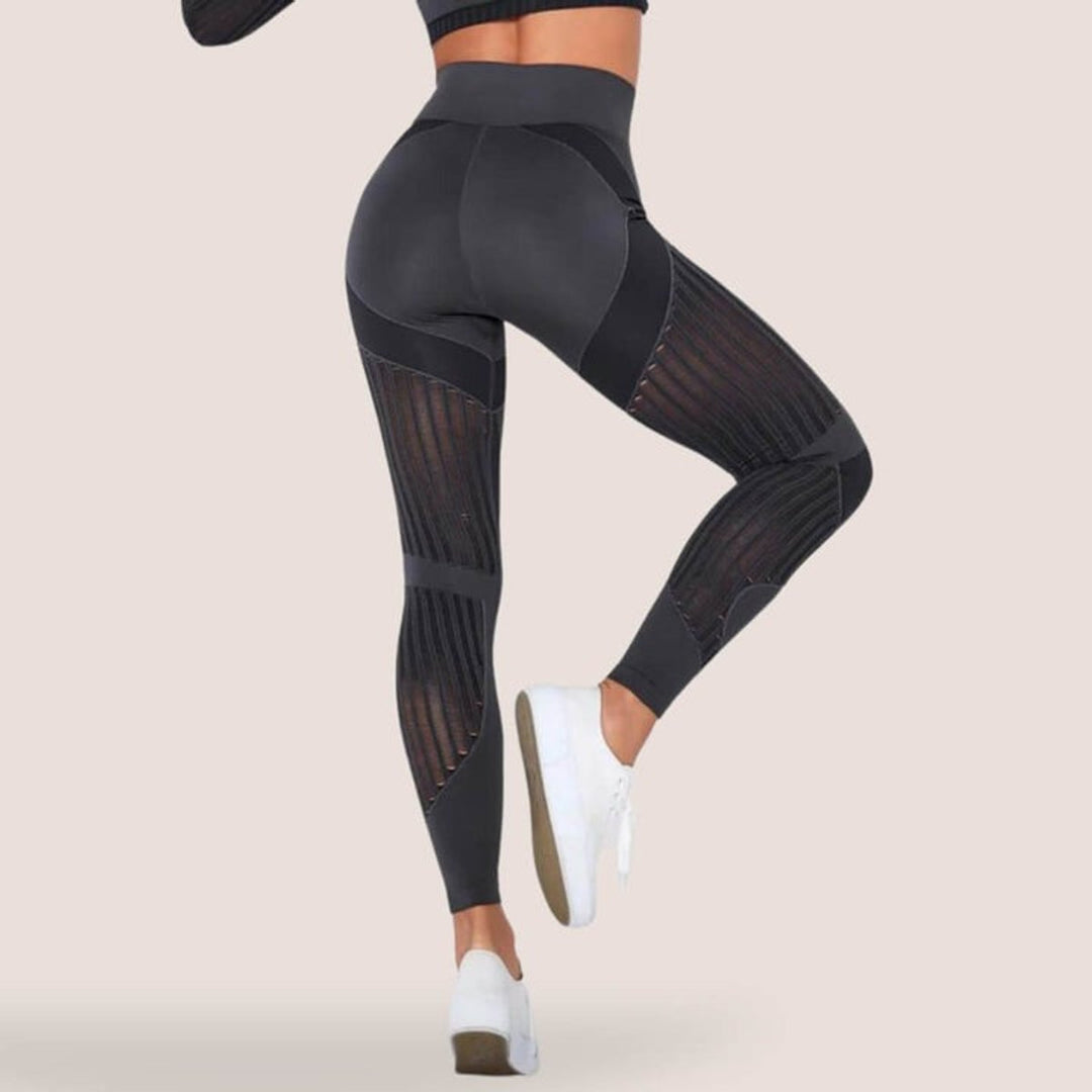 Women's Seamless High-Waist Mesh-Panel Activewear Legging Set