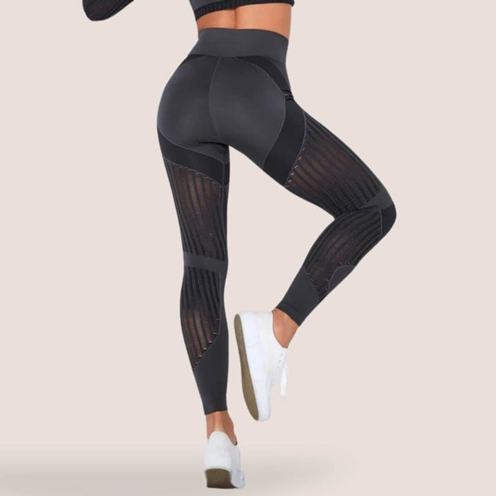 Women's Seamless High-Waist Mesh-Panel Activewear Legging Set