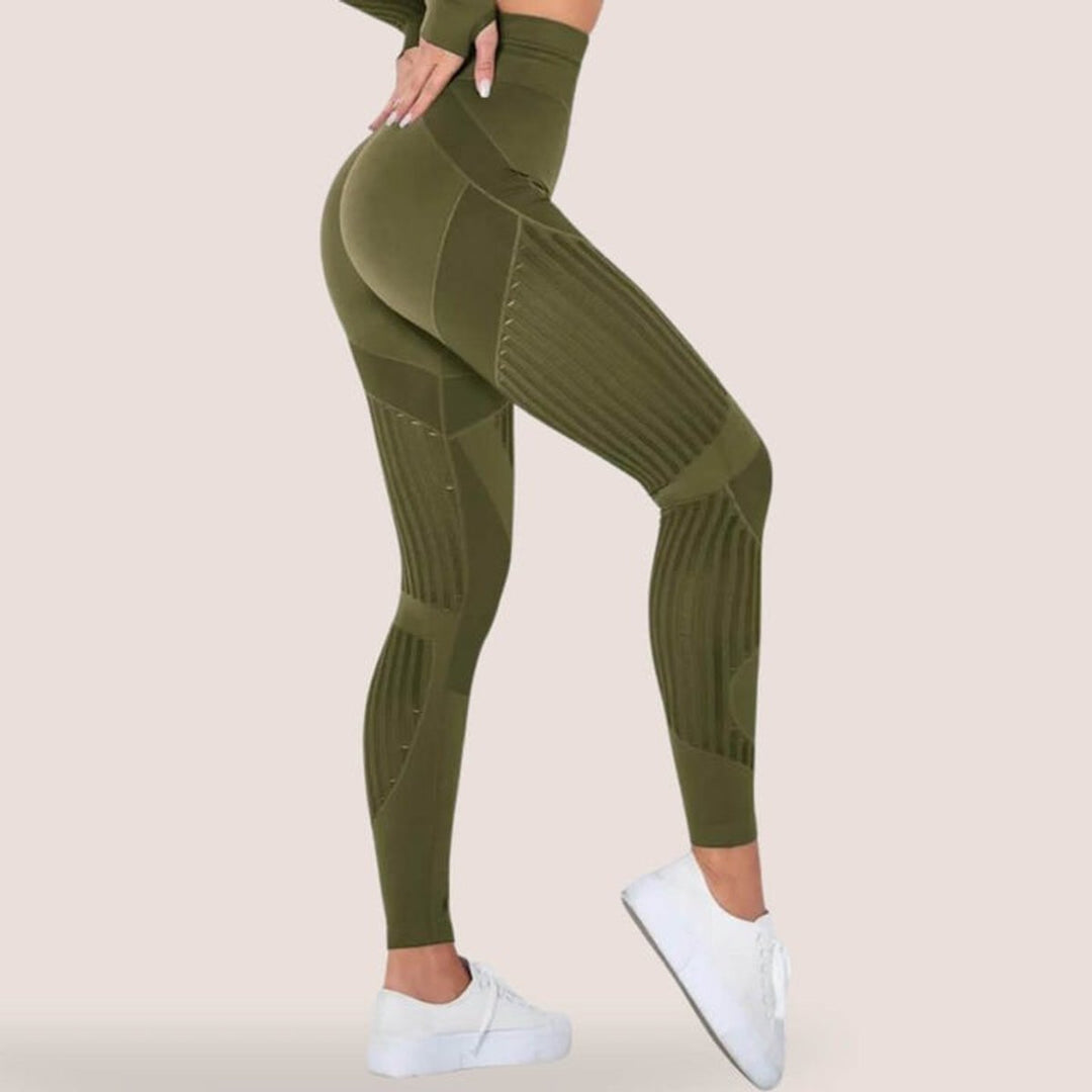 Women's Seamless High-Waist Mesh-Panel Activewear Legging Set