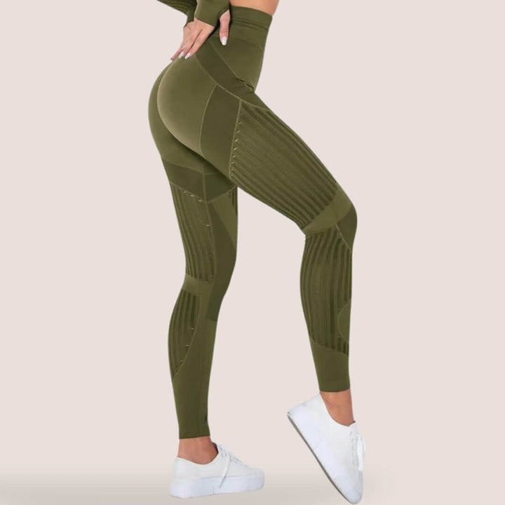 Women's Seamless High-Waist Mesh-Panel Activewear Legging Set