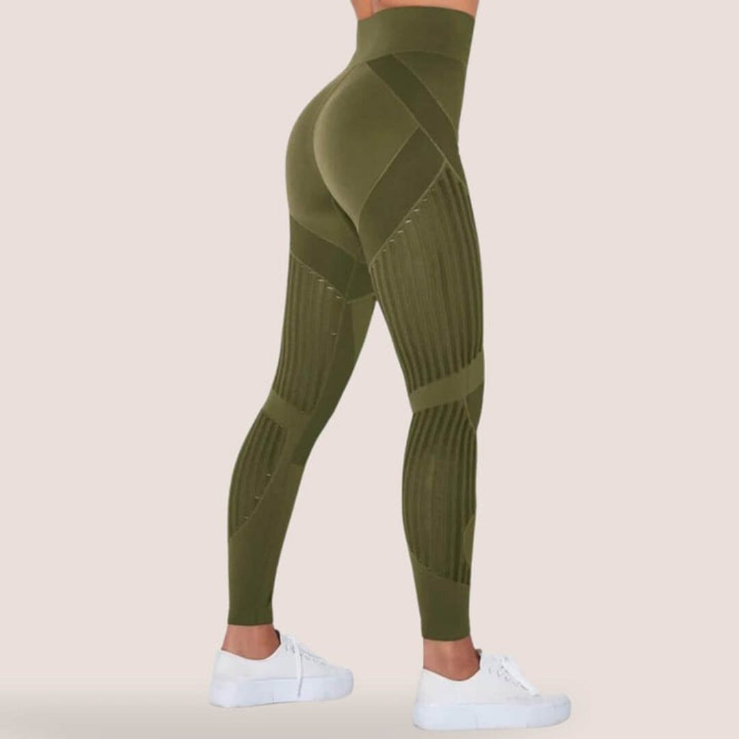 Women's Seamless High-Waist Mesh-Panel Activewear Legging Set