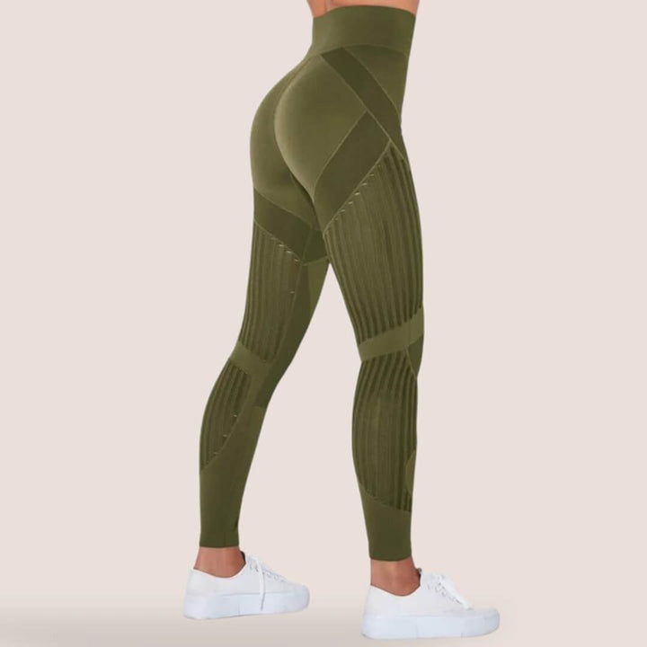 Women's Seamless High-Waist Mesh-Panel Activewear Legging Set