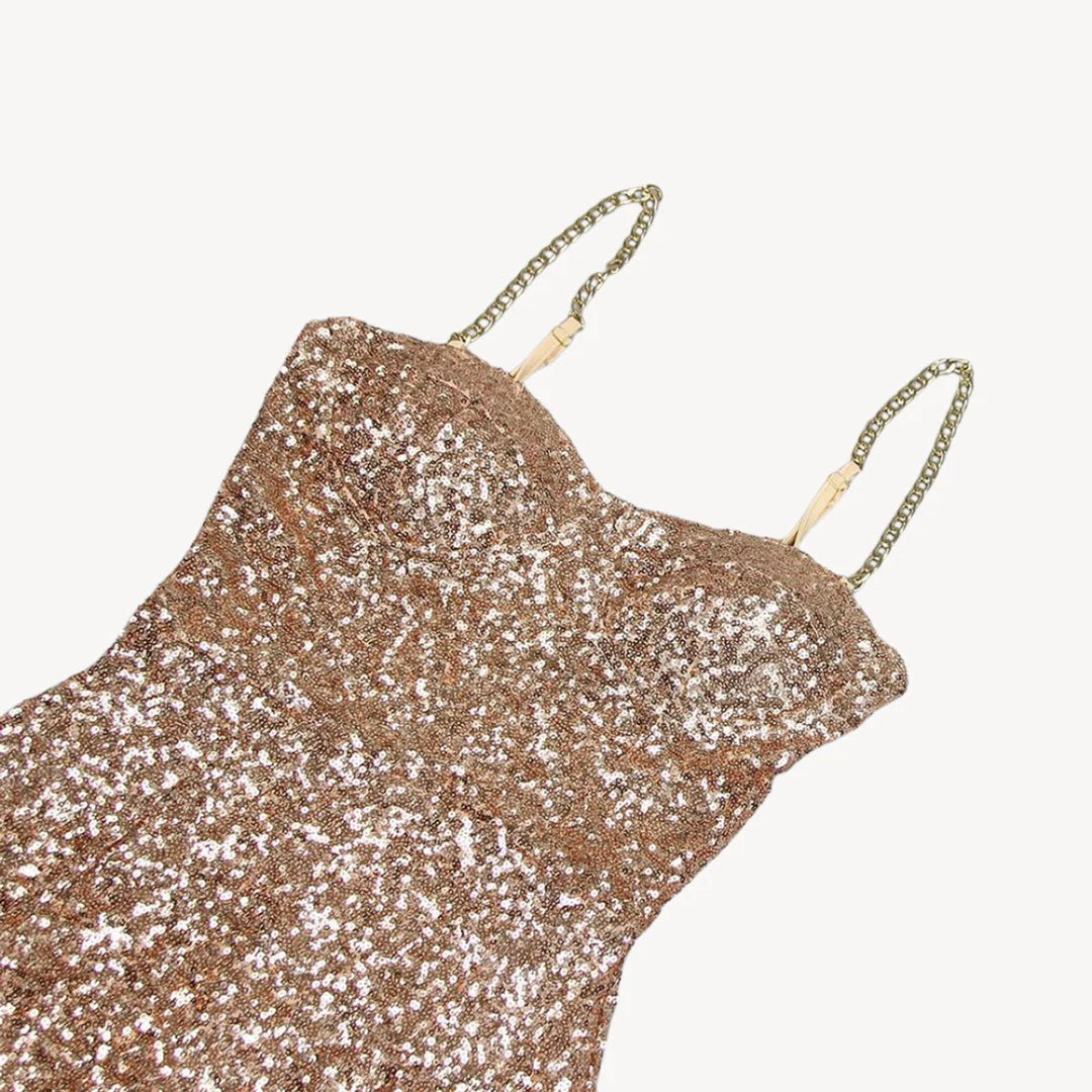 Women's Sequin Chain-Strap Bodycon Midi Formal Dress