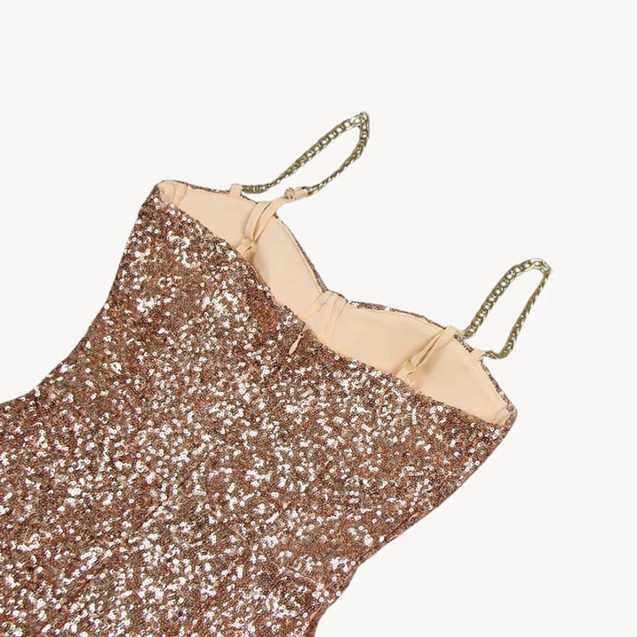 Women's Sequin Chain-Strap Bodycon Midi Formal Dress