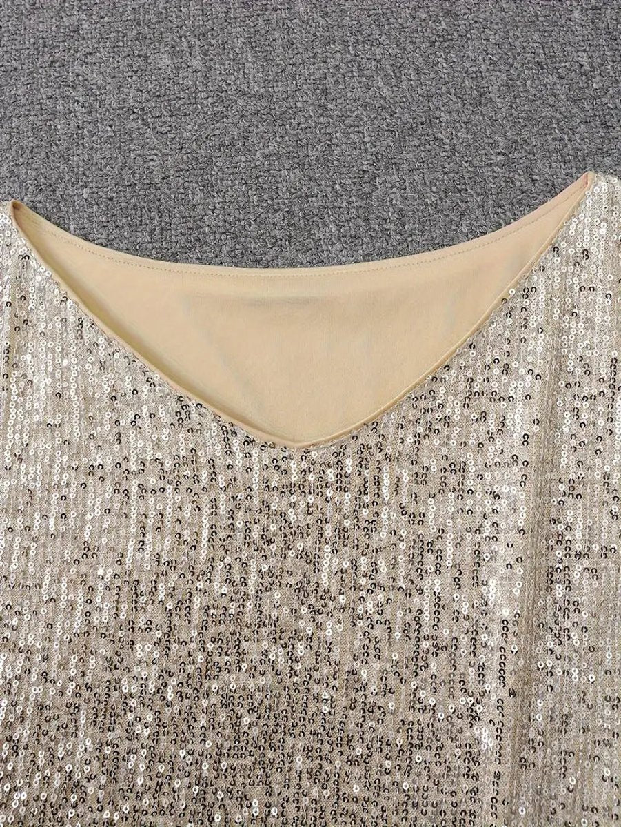 Women's Sequin Off-Shoulder Long Sleeve Formal Dress Mini Party