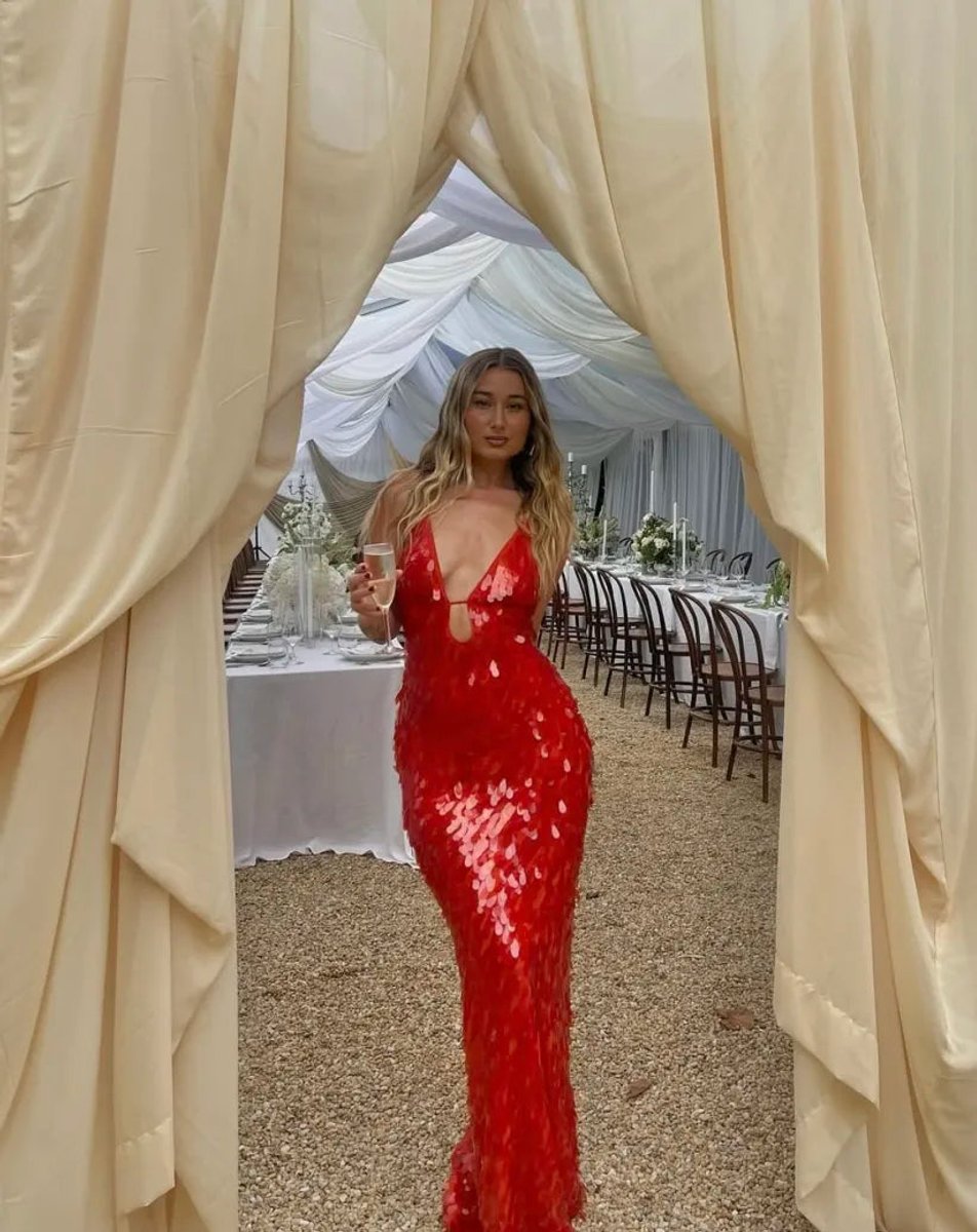 Women's Sequin Open-Back Spaghetti-Strap Maxi Formal Dress