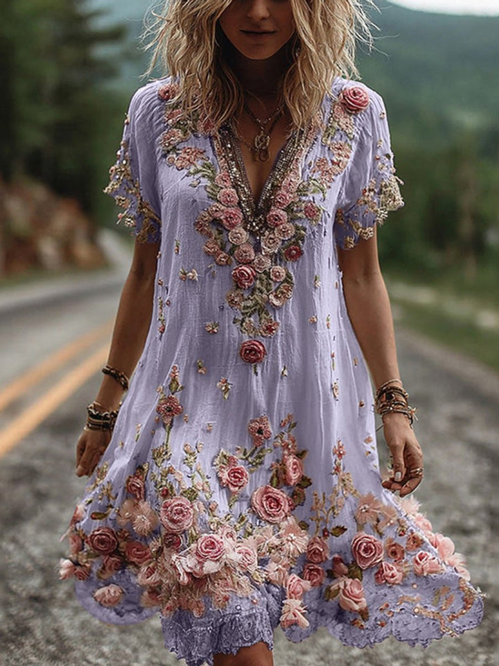 Women's Sequin Tulle V-Neck Belted Fall Midi Dress