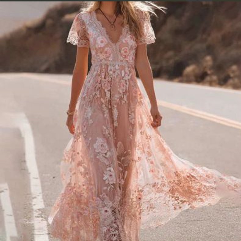 Women's Sequin Tulle V-Neck Belted Fall Midi Dress