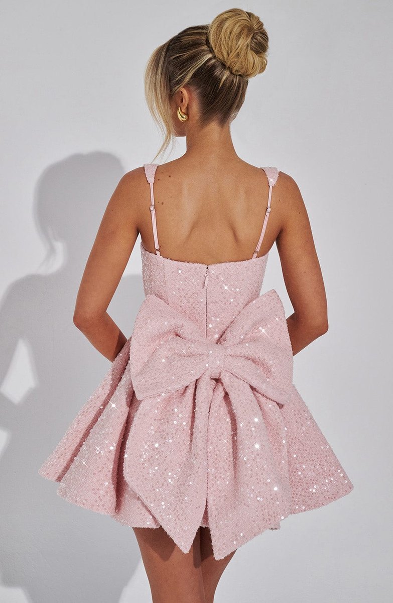 Women's Sequin Tweed Square-Neck Fit-and-Flare Formal Dress