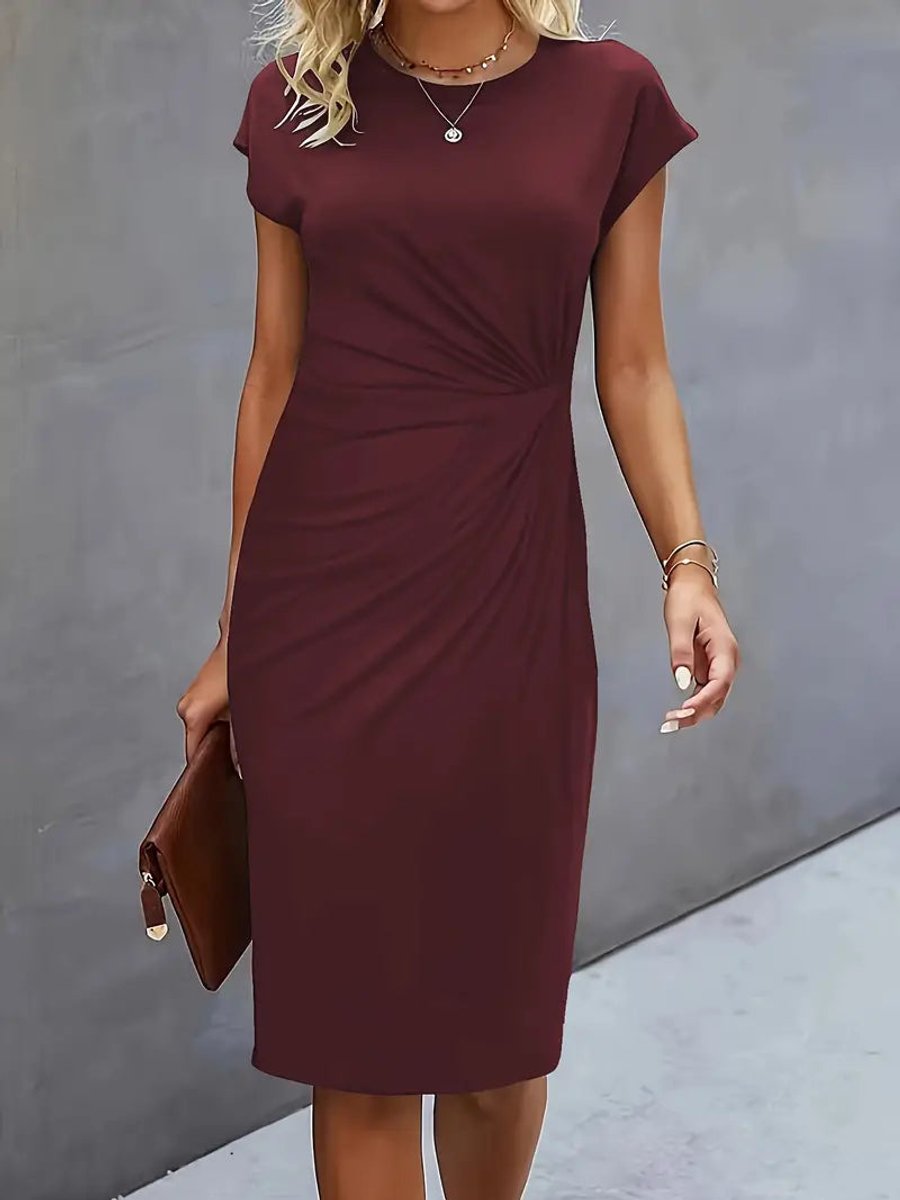 Women's Short Sleeve Bodycon Fall Midi Dress
