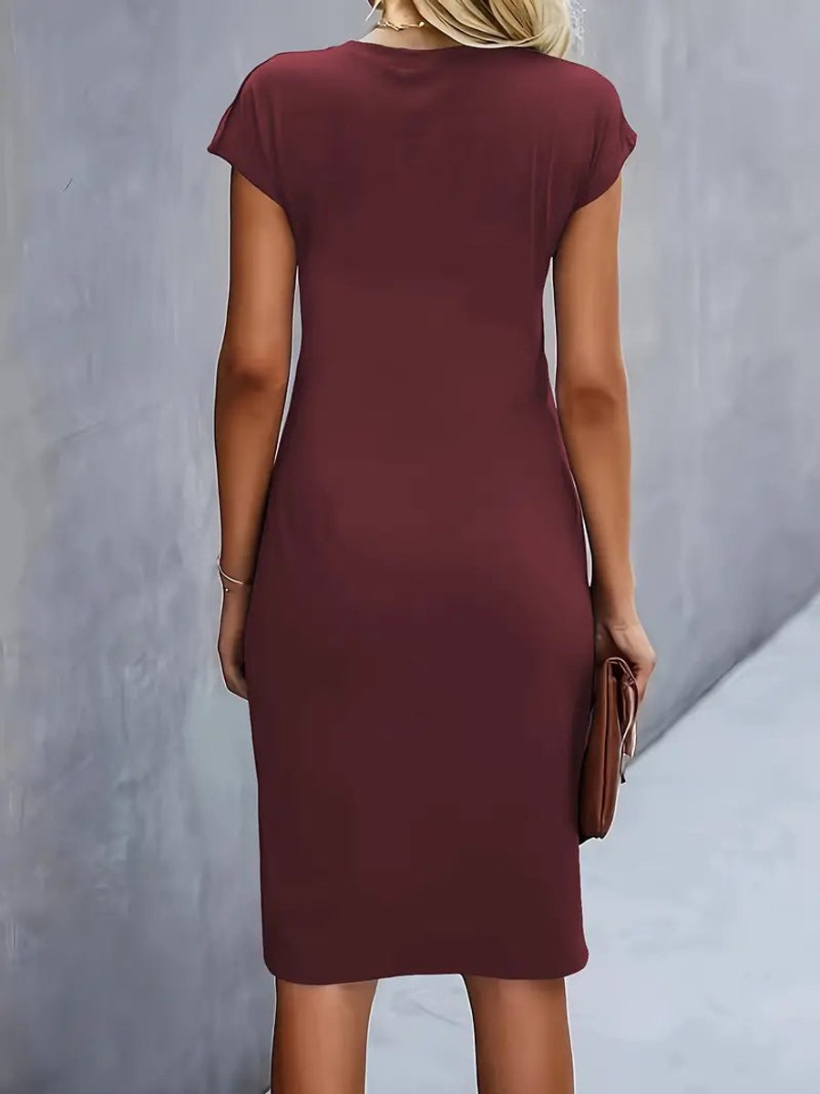 Women's Short Sleeve Bodycon Fall Midi Dress