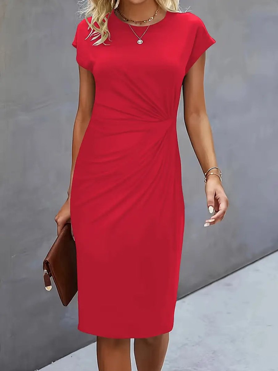 Women's Short Sleeve Bodycon Fall Midi Dress