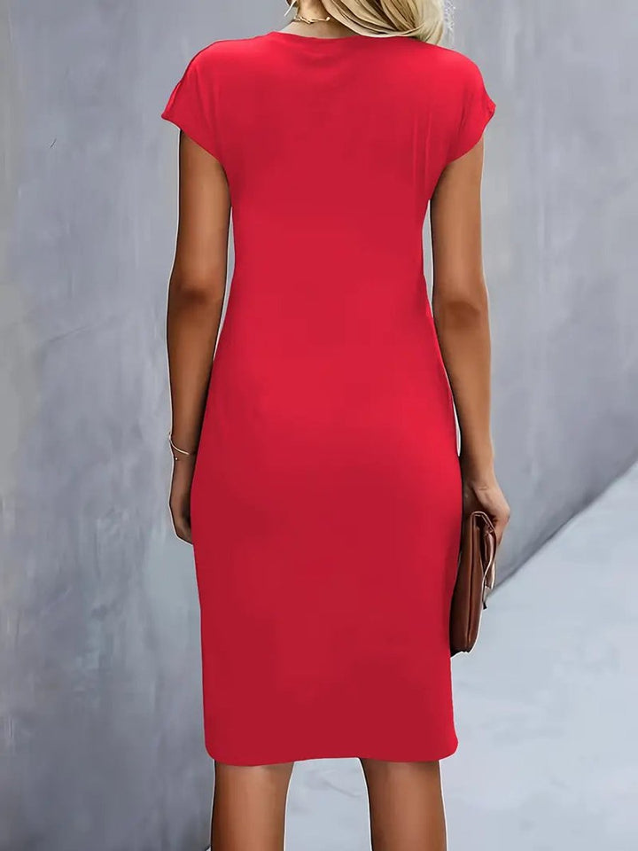 Women's Short Sleeve Bodycon Fall Midi Dress
