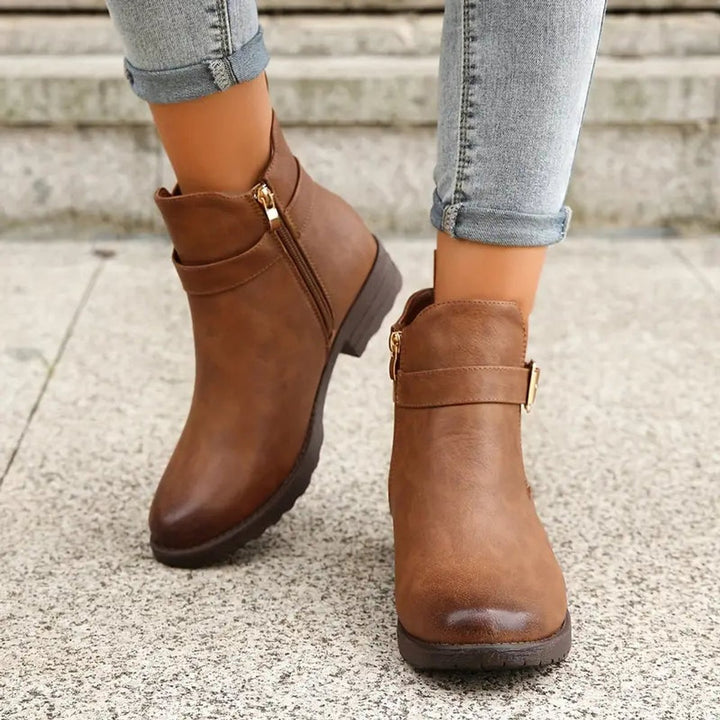Women's Side-Zip Block-Heel Casual Ankle Boots