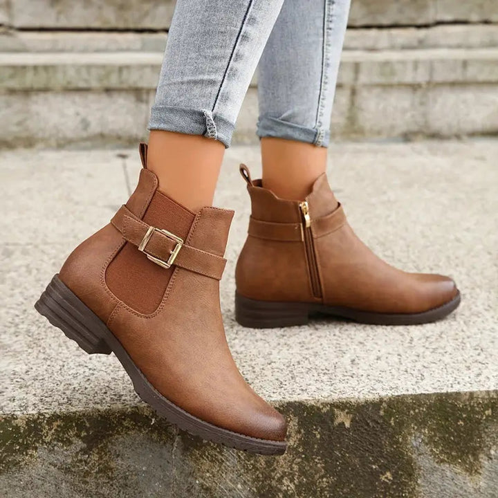 Women's Side-Zip Block-Heel Casual Ankle Boots