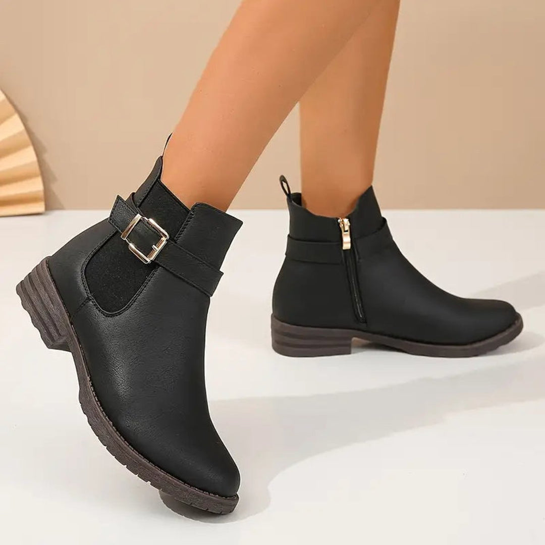 Women's Side-Zip Block-Heel Casual Ankle Boots