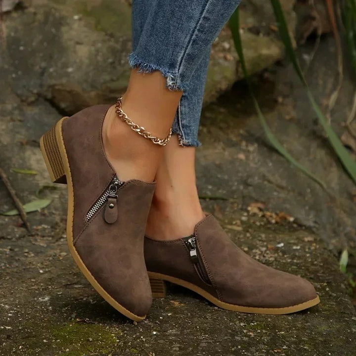 Women's Side-Zip Block-Heel Suede Ankle Boots