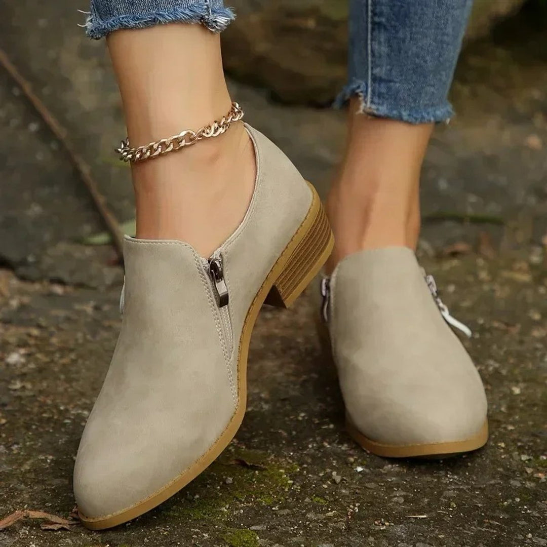 Women's Side-Zip Block-Heel Suede Ankle Boots