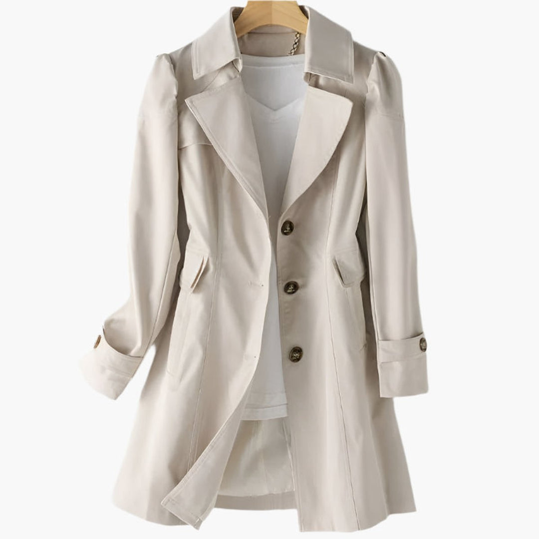 Women's Single-Breasted Long-Line Button-Front Trench Coat