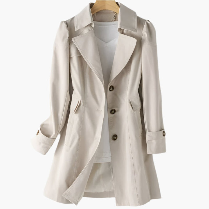 Women's Single-Breasted Long-Line Button-Front Trench Coat