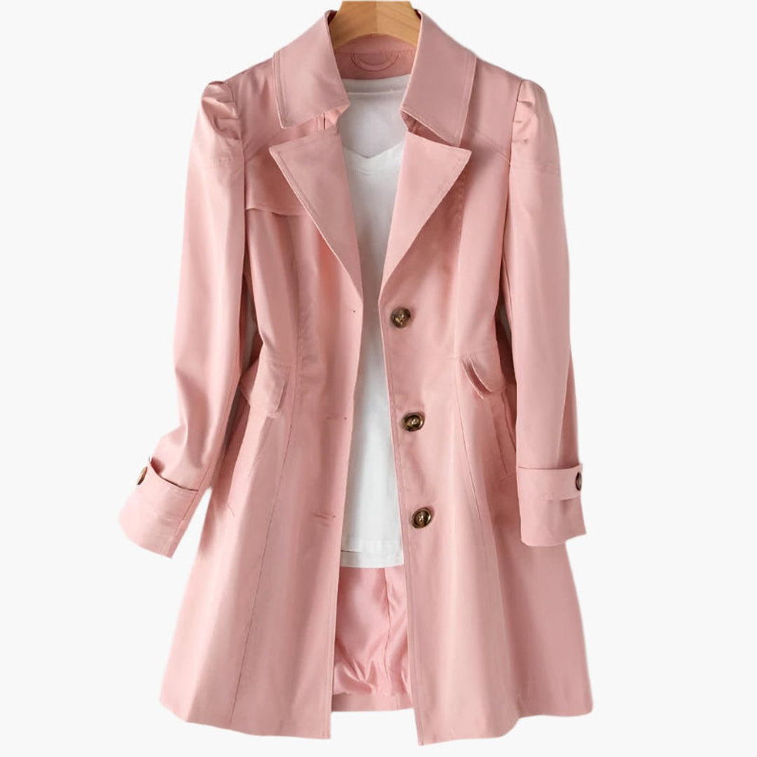 Women's Single-Breasted Long-Line Button-Front Trench Coat