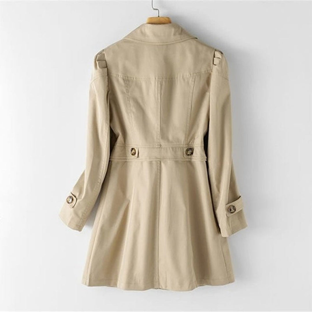 Women's Single-Breasted Long-Line Button-Front Trench Coat