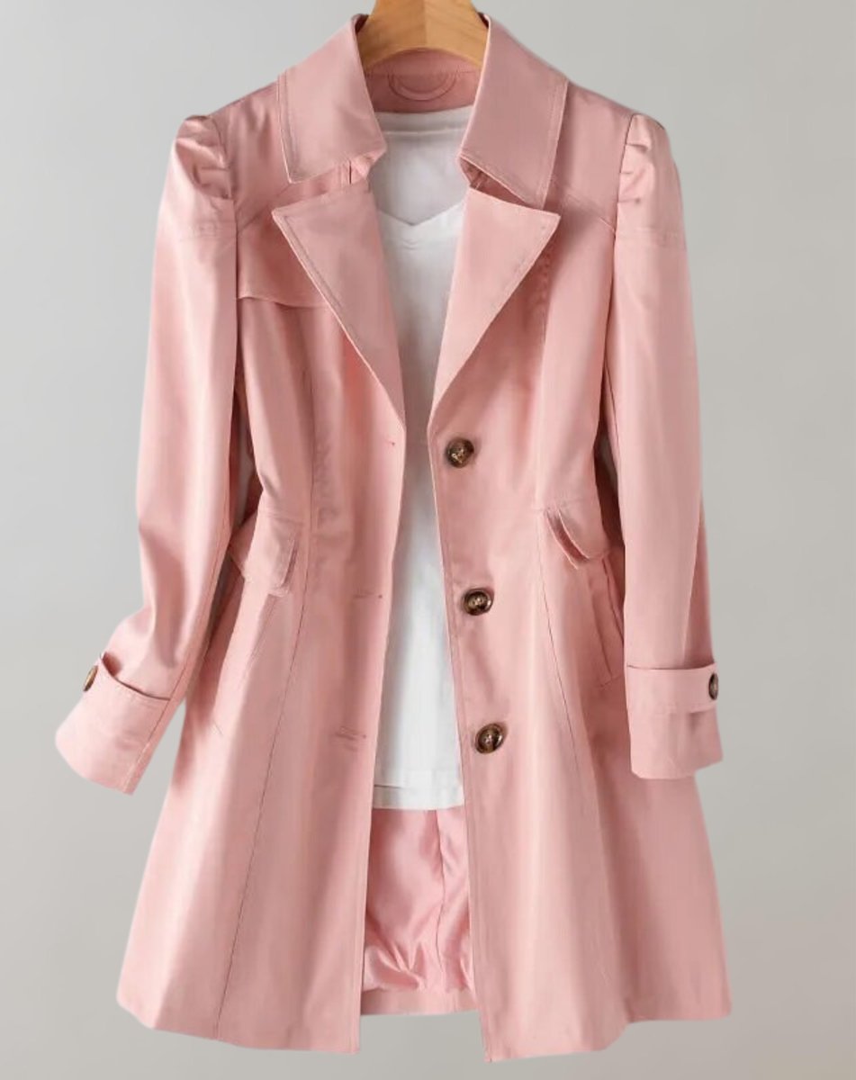 Women's Single-Breasted Longline Trench Coat Notch Lapel
