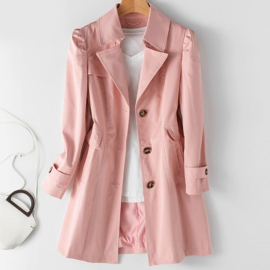 Women's Single-Breasted Mid-Length Lapel Trench Coat