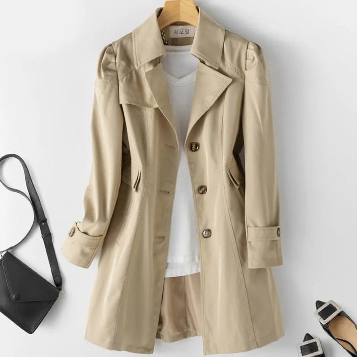 Women's Single-Breasted Mid-Length Lapel Trench Coat