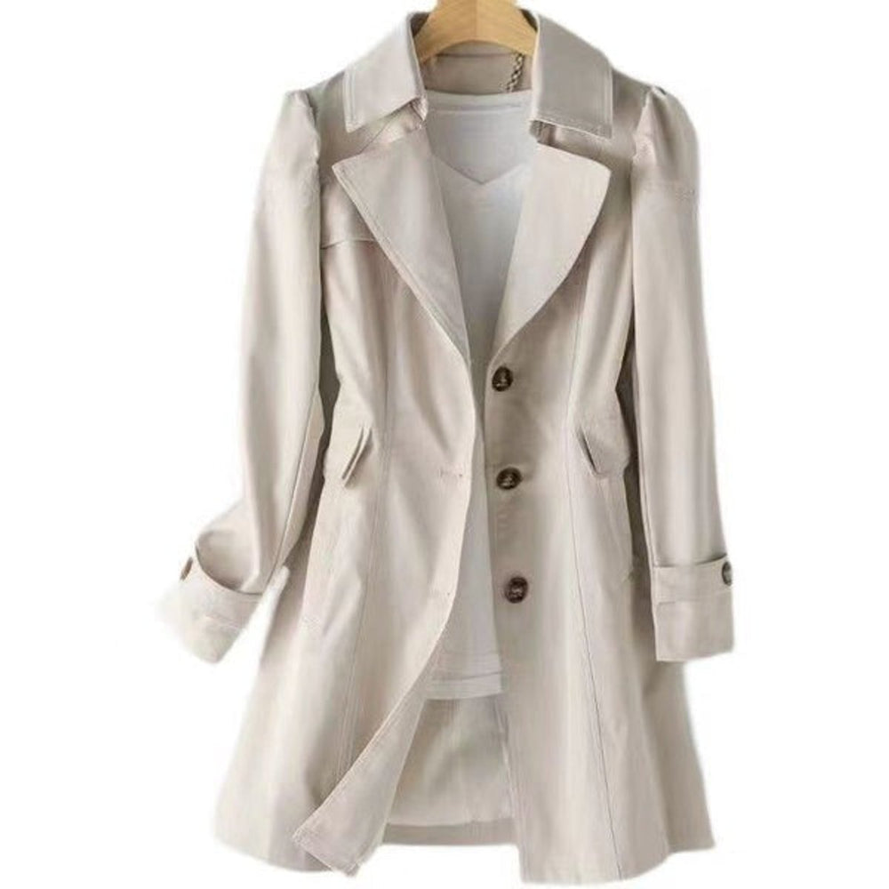 Women's Single-Breasted Slim-Fit Mid-Length Trench Coat