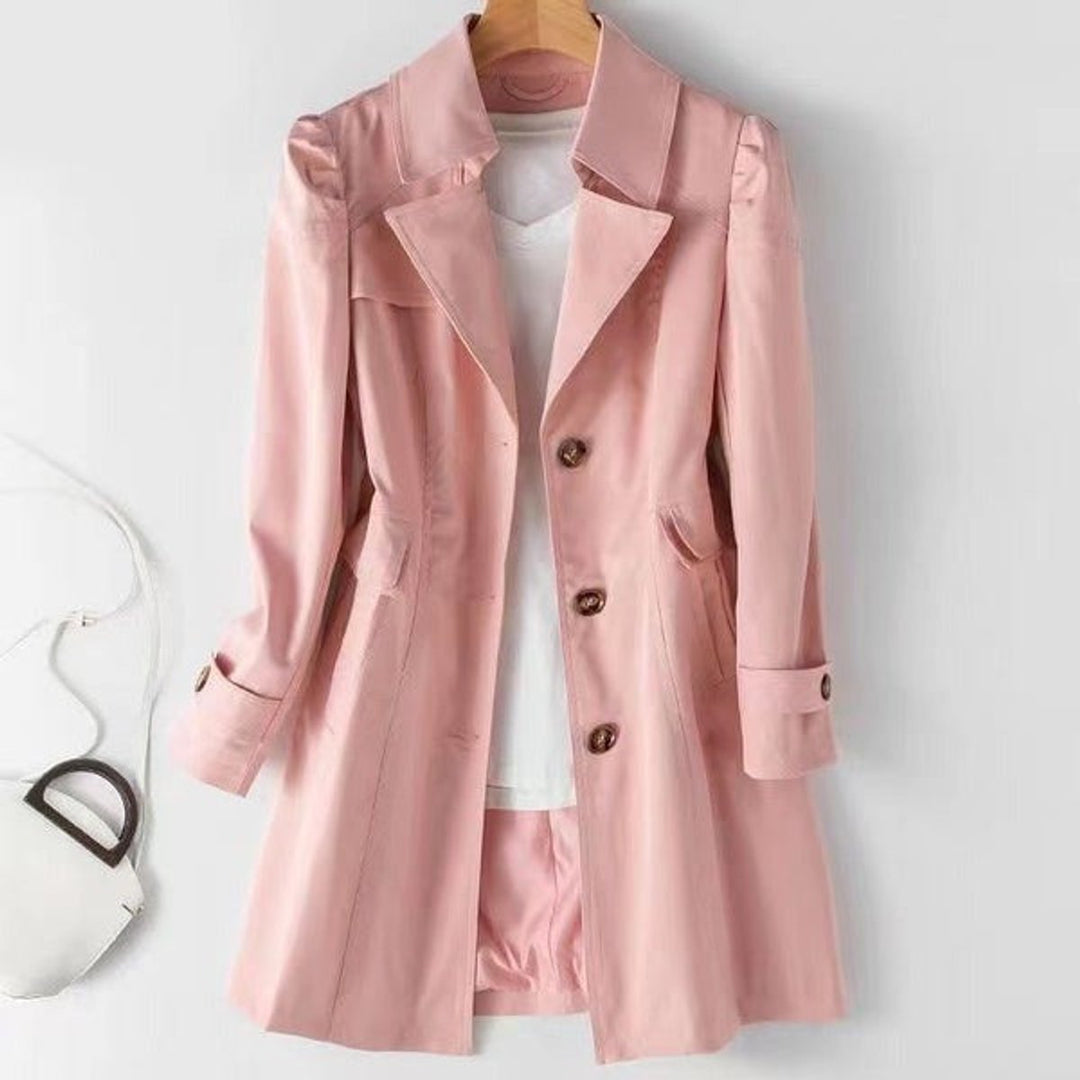 Women's Single-Breasted Slim-Fit Mid-Length Trench Coat