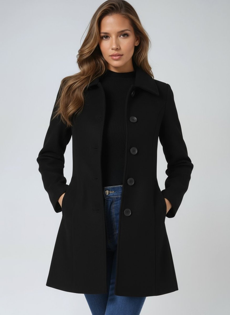 Women's Single-Breasted Structured Midi Trench Coat