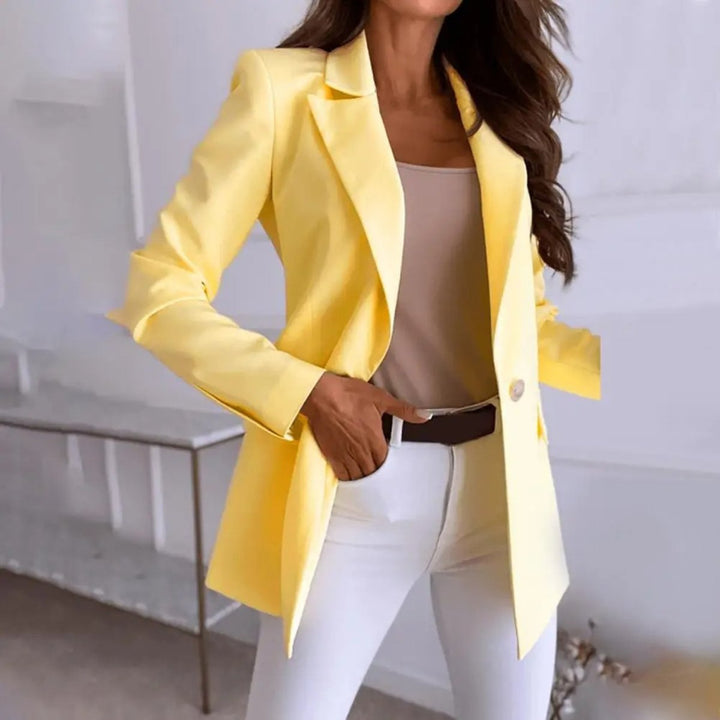 Women's Single-Button Open-Front Long Sleeve Blazer
