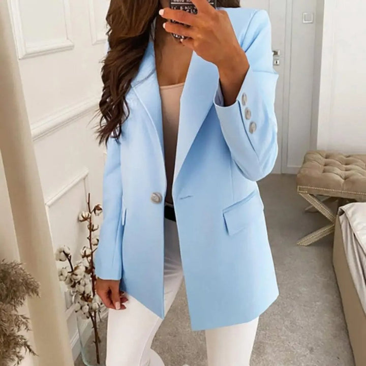Women's Single-Button Open-Front Long Sleeve Blazer