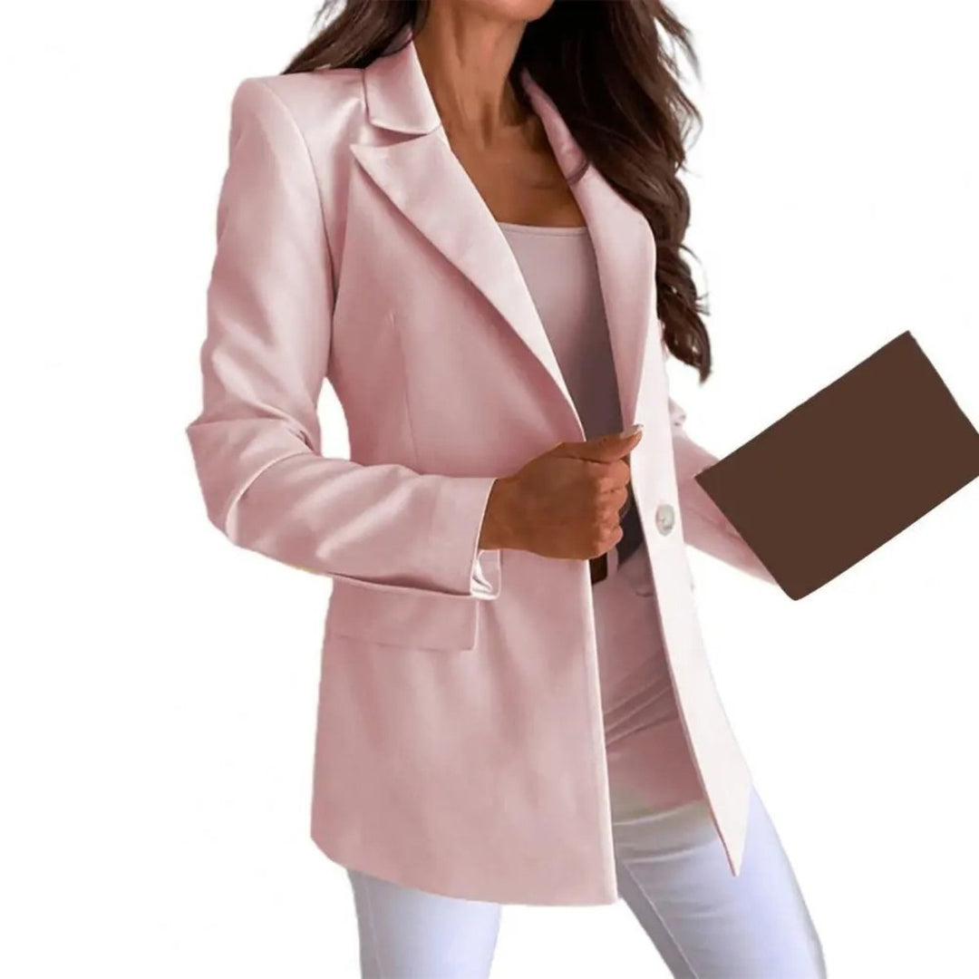 Women's Single-Button Open-Front Long Sleeve Blazer