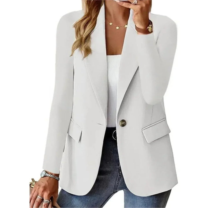 Women's Single-Button Open-Front Long-Sleeve Slim Blazer