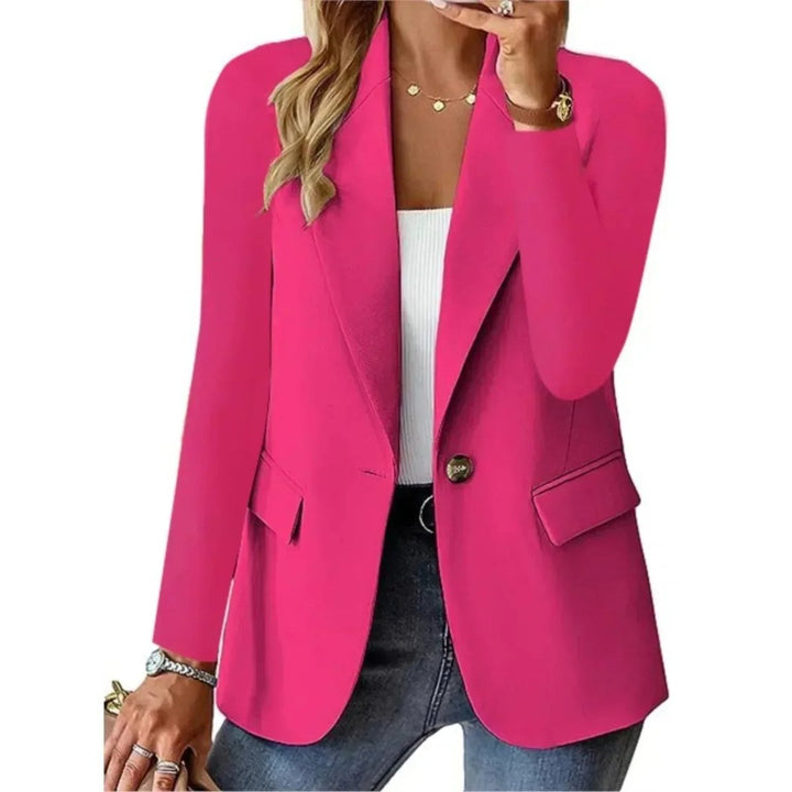 Women's Single-Button Open-Front Long-Sleeve Slim Blazer