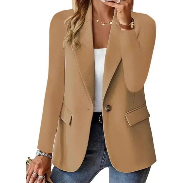 Women's Single-Button Open-Front Long-Sleeve Slim Blazer