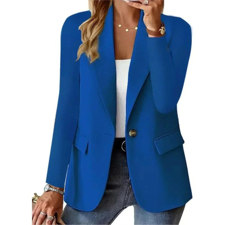 Women's Single-Button Open-Front Long-Sleeve Slim Blazer