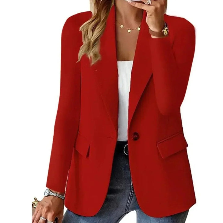 Women's Single-Button Open-Front Long-Sleeve Slim Blazer